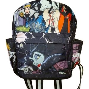 Disney‎ Black Villains Print 12" Small Backpack Purse